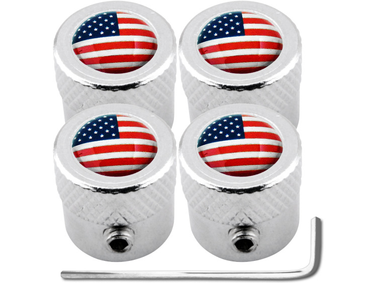 4 Antidiebstahl-Ventilkappen Amerikanische Flagge USA Vereinigte Staaten "gestreift"