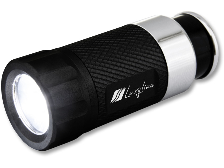 LED-Taschenlampe, aufladbar am Zigarettenanz&uuml;nder schwarz