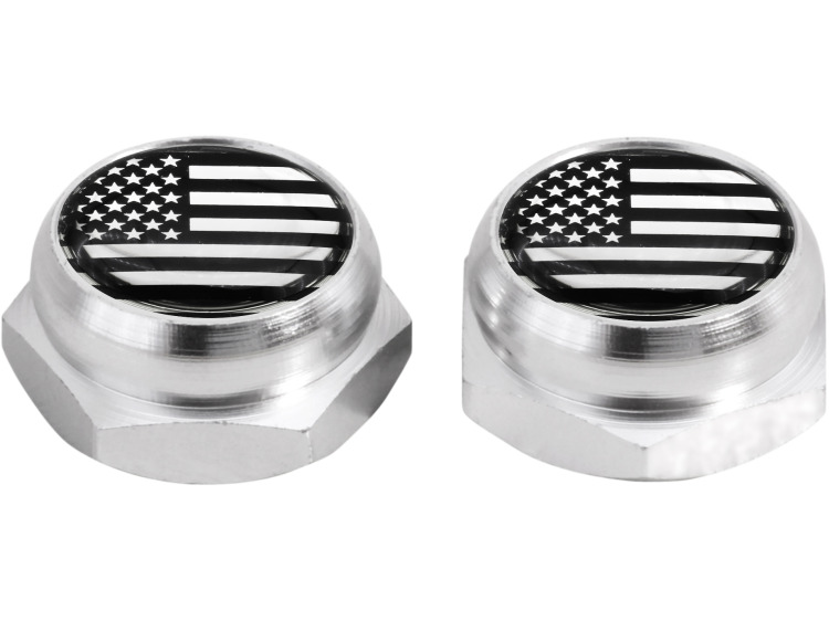 Nietenkappen f&uuml;r Nummernschilder Amerikanische Flagge USA Vereinigte Staaten (silber) chromfarbig