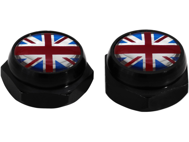 Nietenkappen f&uuml;r Nummernschilder Britische Flagge Gro&szlig;britannien UK (schwarz)