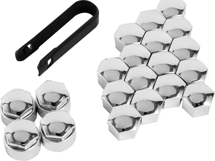 Radschraubenkappen diebstahlsicher 17mm chromfarbig